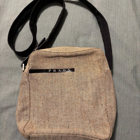 PRADA Canapa Linen Sport Messenger Bag - Picture 1 of 8